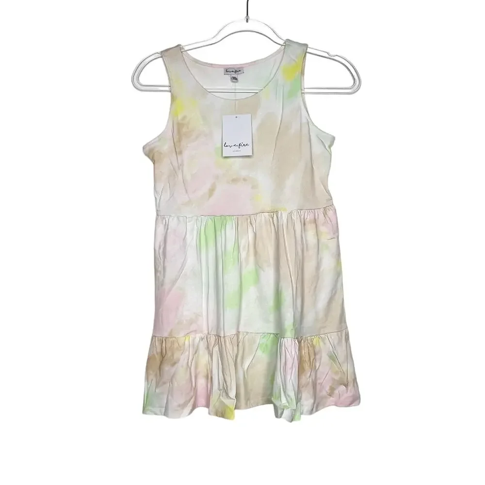 LOVE FIRE Girls Tie Dye Sleeveless Tiered Tank Dress Multicolor Size Medium NWT